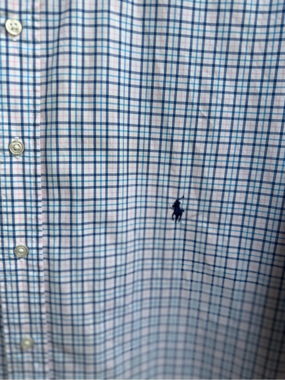 Polo Ralph Lauren 4XLT White/Blue/Pink Plaid Short-Sleeve Button-Down Shirt P7 - Picture 6 of 7